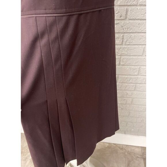 Ann Taylor Women Brown V Neck Sleeveless Pleated Dress Size 4 - Picture 5 of 10